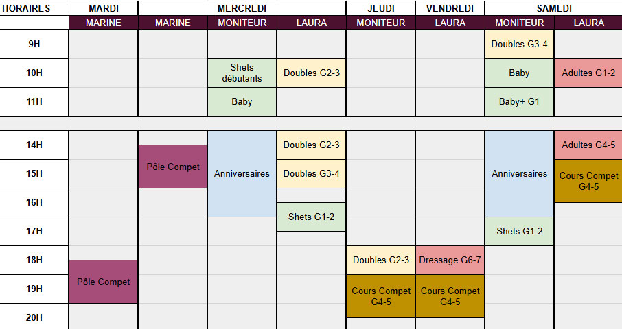 Planning des cours 2025 2025 Ecuries au Coeur de L'Isle Adam Planning des cours 2026 2027 Ecuries au Coeur de L'Isle Adam